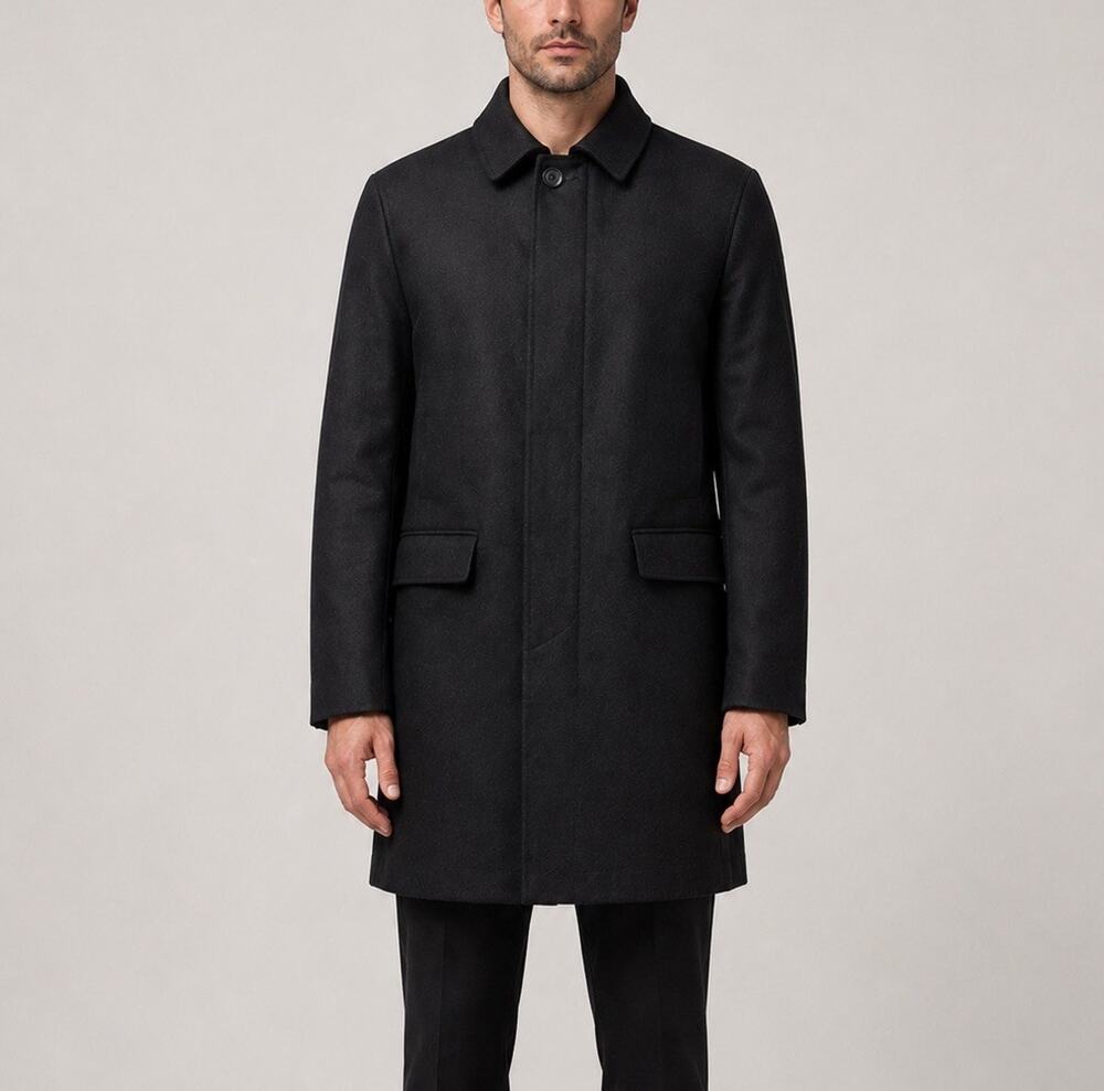 Banana Republic Men’s Black Wool Car Coat Topcoat Jacket Size Medium Classic